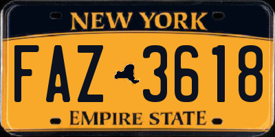 NY license plate FAZ3618