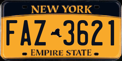 NY license plate FAZ3621