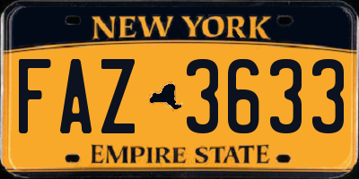 NY license plate FAZ3633
