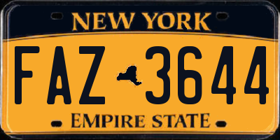 NY license plate FAZ3644