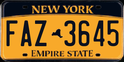 NY license plate FAZ3645