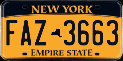 NY license plate FAZ3663