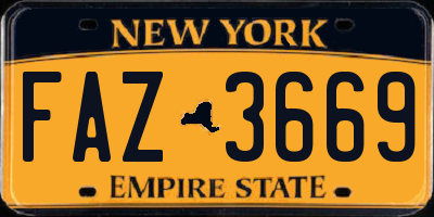 NY license plate FAZ3669