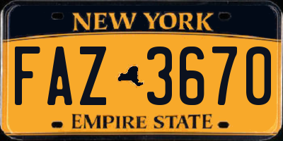 NY license plate FAZ3670
