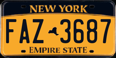 NY license plate FAZ3687