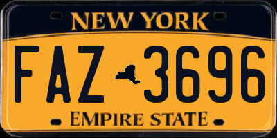 NY license plate FAZ3696