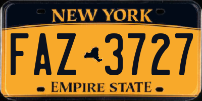 NY license plate FAZ3727