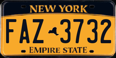 NY license plate FAZ3732