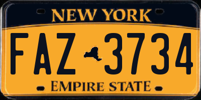 NY license plate FAZ3734