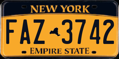 NY license plate FAZ3742