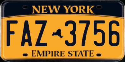 NY license plate FAZ3756