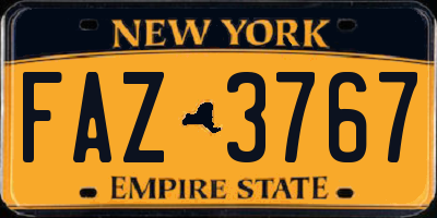 NY license plate FAZ3767