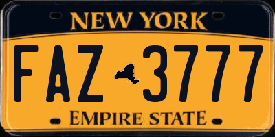 NY license plate FAZ3777