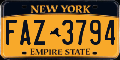 NY license plate FAZ3794