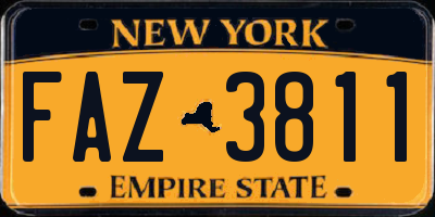 NY license plate FAZ3811