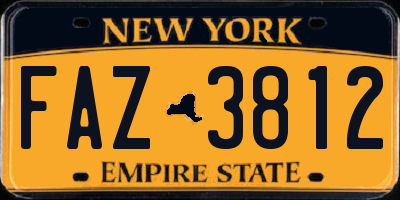 NY license plate FAZ3812