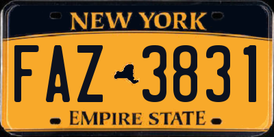 NY license plate FAZ3831