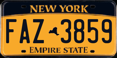 NY license plate FAZ3859