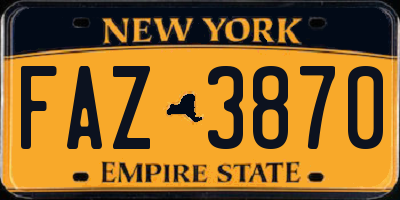 NY license plate FAZ3870
