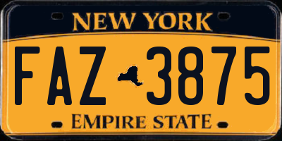 NY license plate FAZ3875