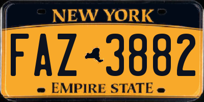 NY license plate FAZ3882