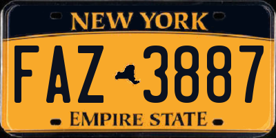 NY license plate FAZ3887