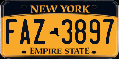 NY license plate FAZ3897