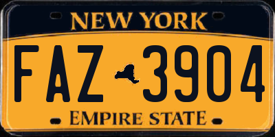 NY license plate FAZ3904