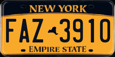 NY license plate FAZ3910