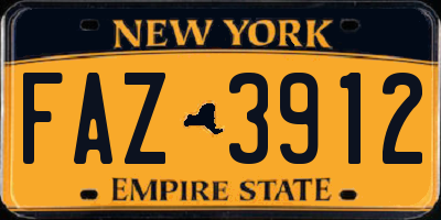 NY license plate FAZ3912