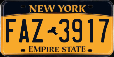 NY license plate FAZ3917