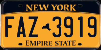 NY license plate FAZ3919