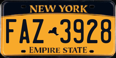 NY license plate FAZ3928