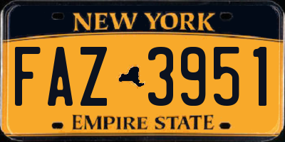 NY license plate FAZ3951