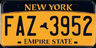 NY license plate FAZ3952