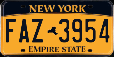 NY license plate FAZ3954