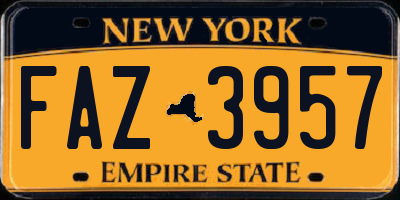 NY license plate FAZ3957