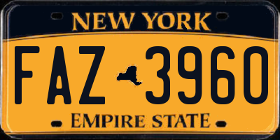 NY license plate FAZ3960