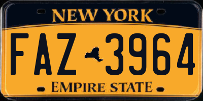 NY license plate FAZ3964