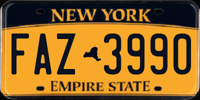 NY license plate FAZ3990