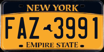 NY license plate FAZ3991