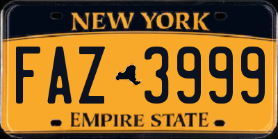 NY license plate FAZ3999