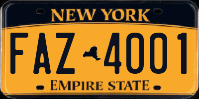 NY license plate FAZ4001