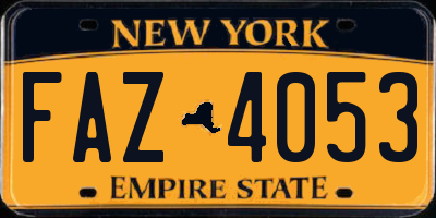 NY license plate FAZ4053