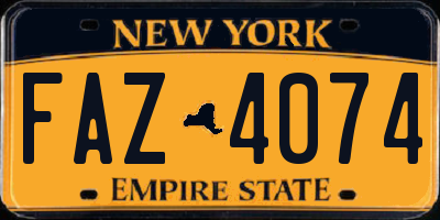 NY license plate FAZ4074