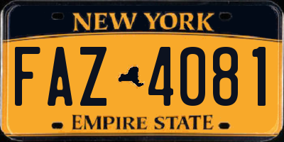 NY license plate FAZ4081