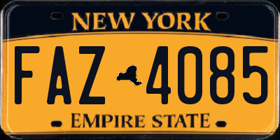 NY license plate FAZ4085