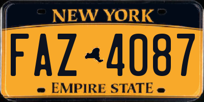 NY license plate FAZ4087