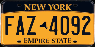 NY license plate FAZ4092