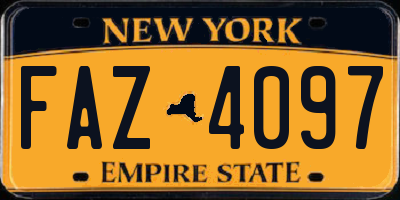 NY license plate FAZ4097
